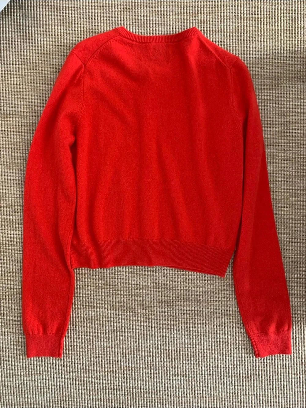 Reformation Caspia Cashmere Wool Button Cropped Cardigan Sweater Top Paprika Red
